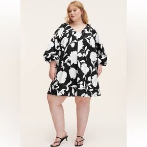 Kate Spade x Target Black and White Classic Rose Floral Mini Dress - Sz 2X